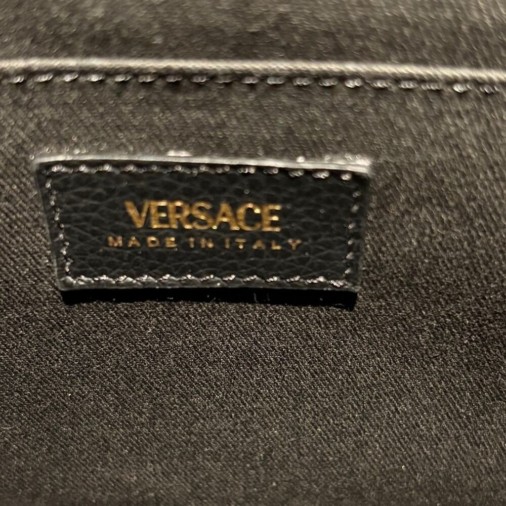 VERSACE VIRTUS CALF LEATHER SMALL BLACK TOP HANDLE BAG - Picture 6 of 6